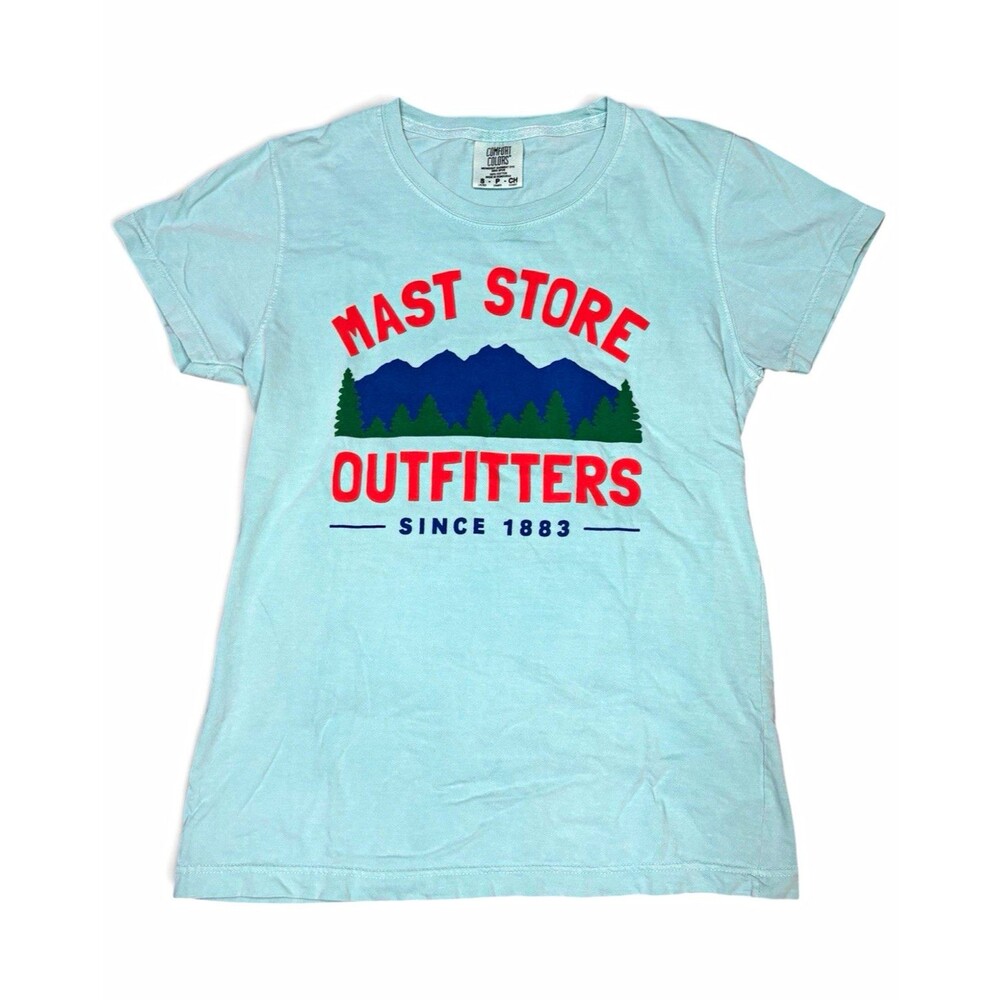 Mast Store Outfitters Comfort Colors Blue Graphic Tee Mountain Women’s Sz Small